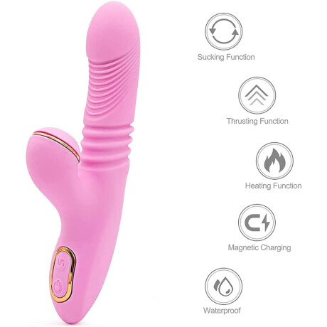 Estimulador Sube y Baja Con Succión 3 En 1 USB Rosa