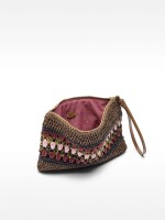 Bolso Sobre Efecto Rafia Con Detalle Trenzado marron