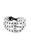 PULSERA DE TRES TIRAS DE CUENTAS DE ALEACIÓN DE METALES BAÑADAS EN PLATA DE LEY Pulsera