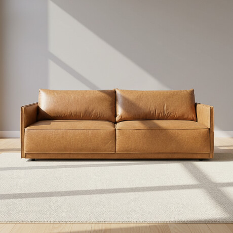 SILLÓN 3 CUERPOS CUERO-100-NATURAL MARRON ROMEO CAMEL