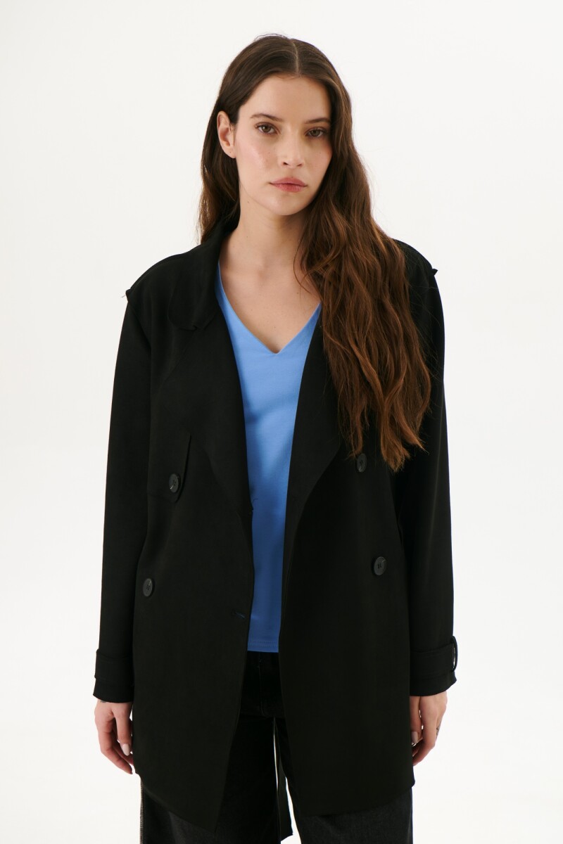 TRENCH SUEDE NEGRO