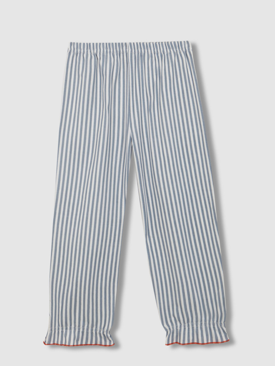 Pijama De Rayas Con Contraste Azul Viejo