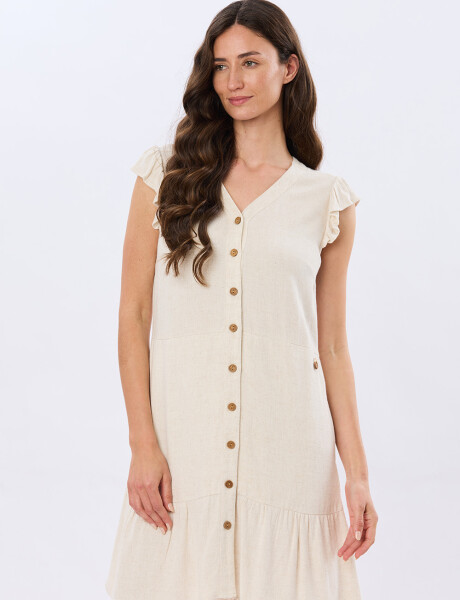 VESTIDO LISO DE LINO Arena