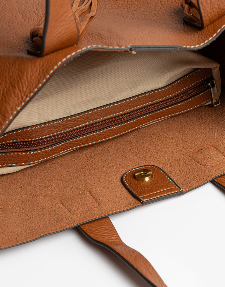 Shopper Shopper Con Flecos - Marron Suela