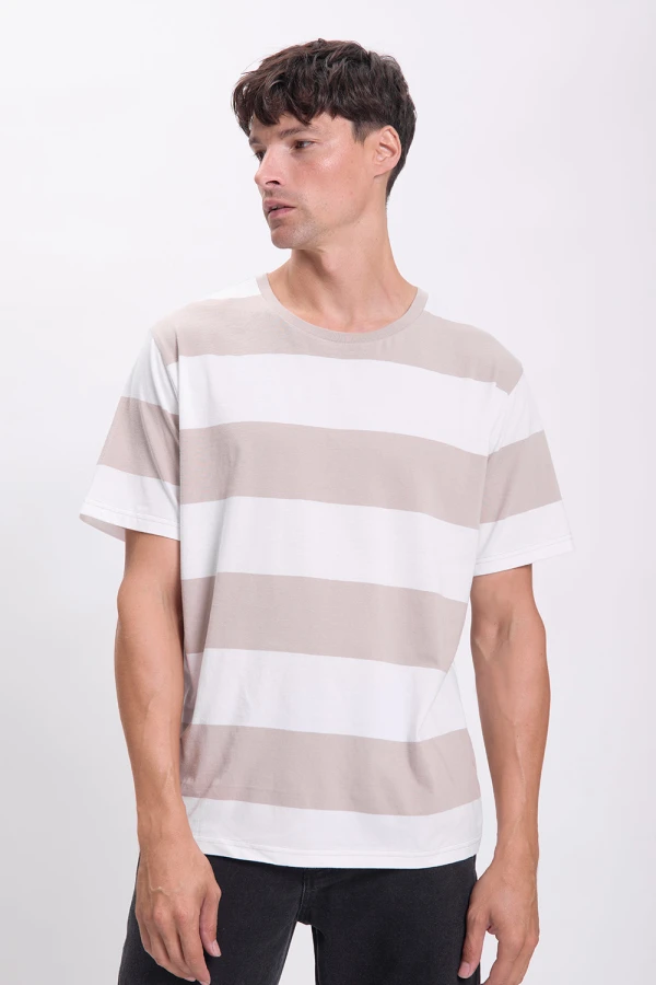 Remera rayas Beige