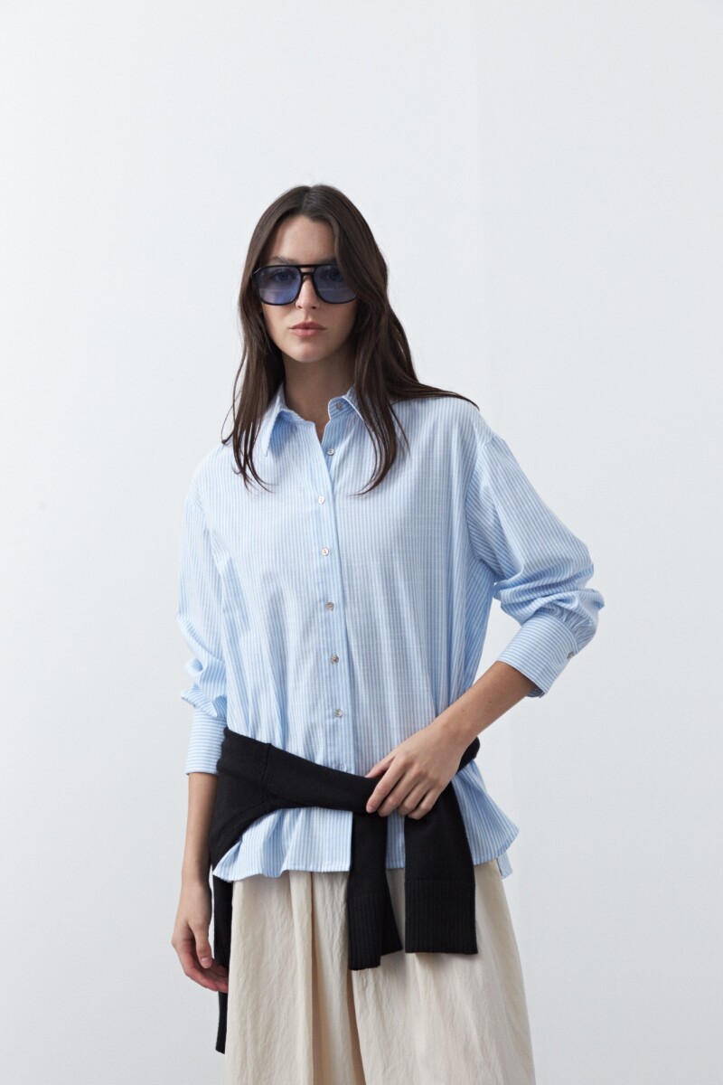 CAMISA DANAE STRIPE Blanco/Celeste