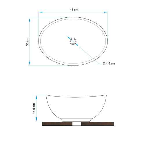 SEMI OVAL PORCELANA 41X33X14.5 DE APOYO BLANCA 000