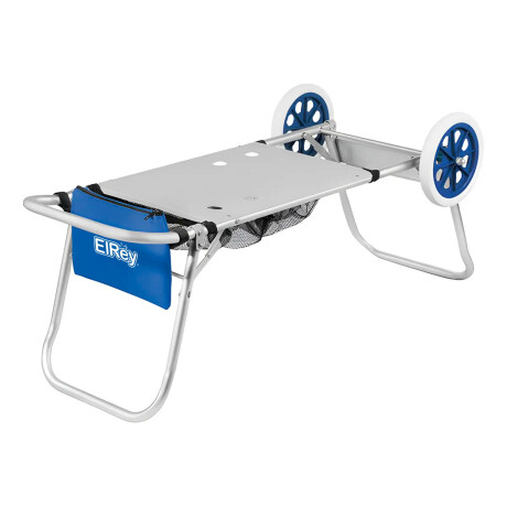 Carrito Mesa De Playa Portátil Aluminio Sillas + Accesorios Azul