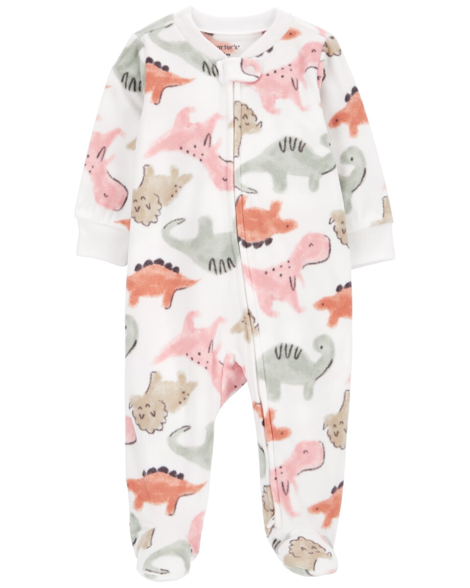 Pijama uno pieza de micropolar, con pie, diseño dinos 
