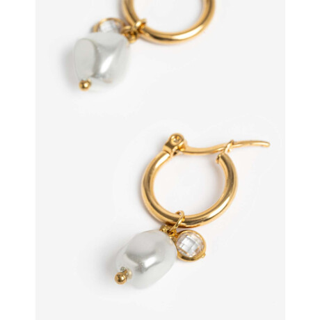 Argollas De Acero Con Perla Dorado