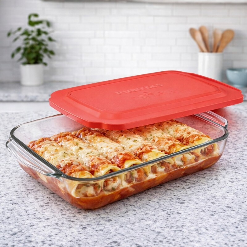 Fuente Rectangular Mediana de Vidrio con Tapa Fuente Rectangular Mediana de Vidrio con Tapa