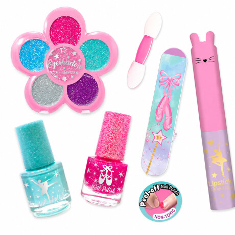 Kit Cosmética Manicura Niñas c/ Sombras Labial Esmaltes Lima Ballerina