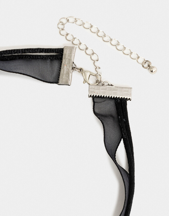 Chokers Con Mariposas Choker Cinta Con Mariposa - Plateado