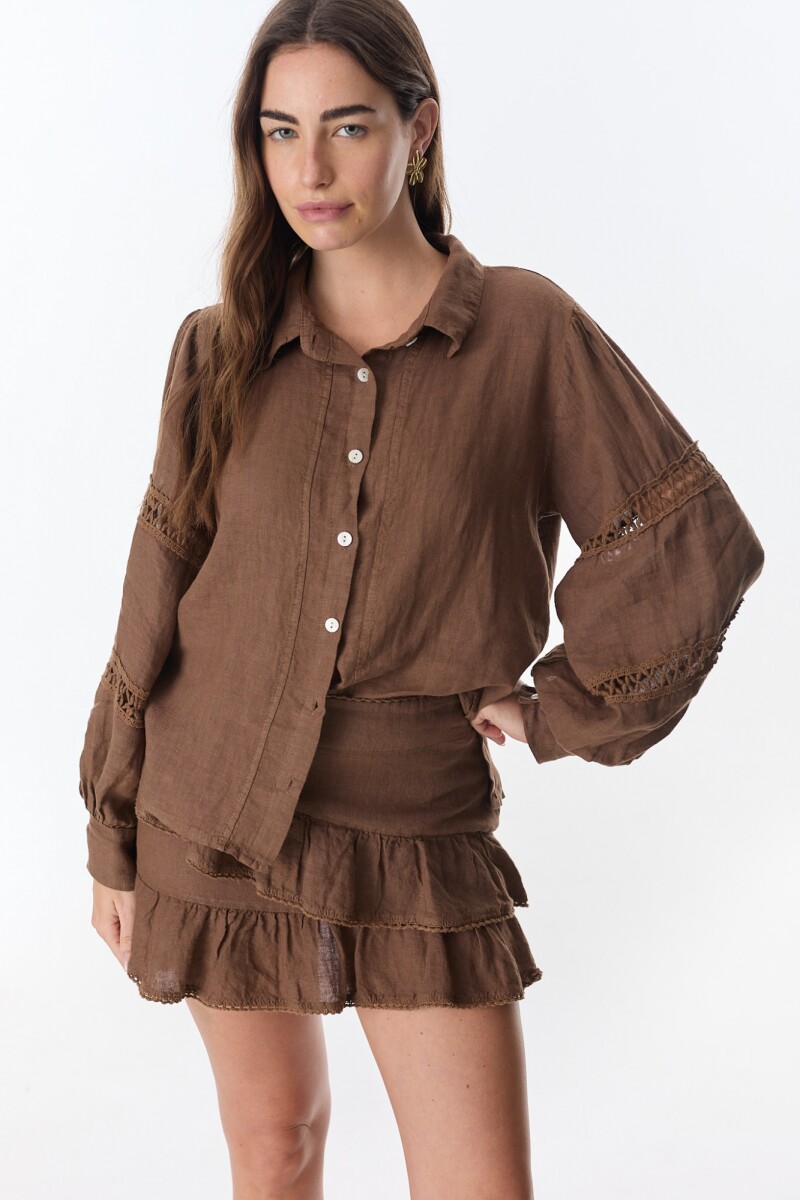 Camisa Hibisco - Chocolate 