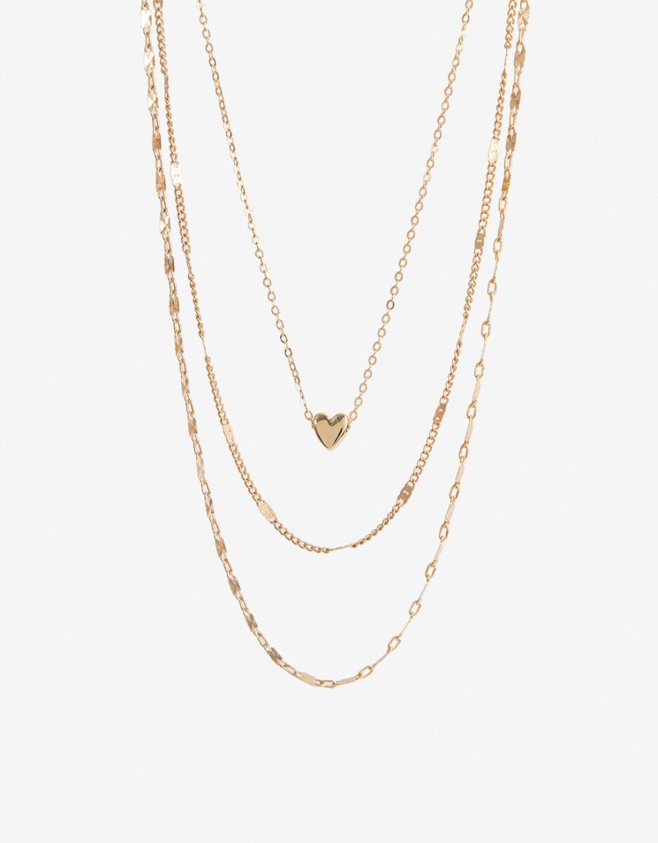 Collar Corto Dijes Corazones 