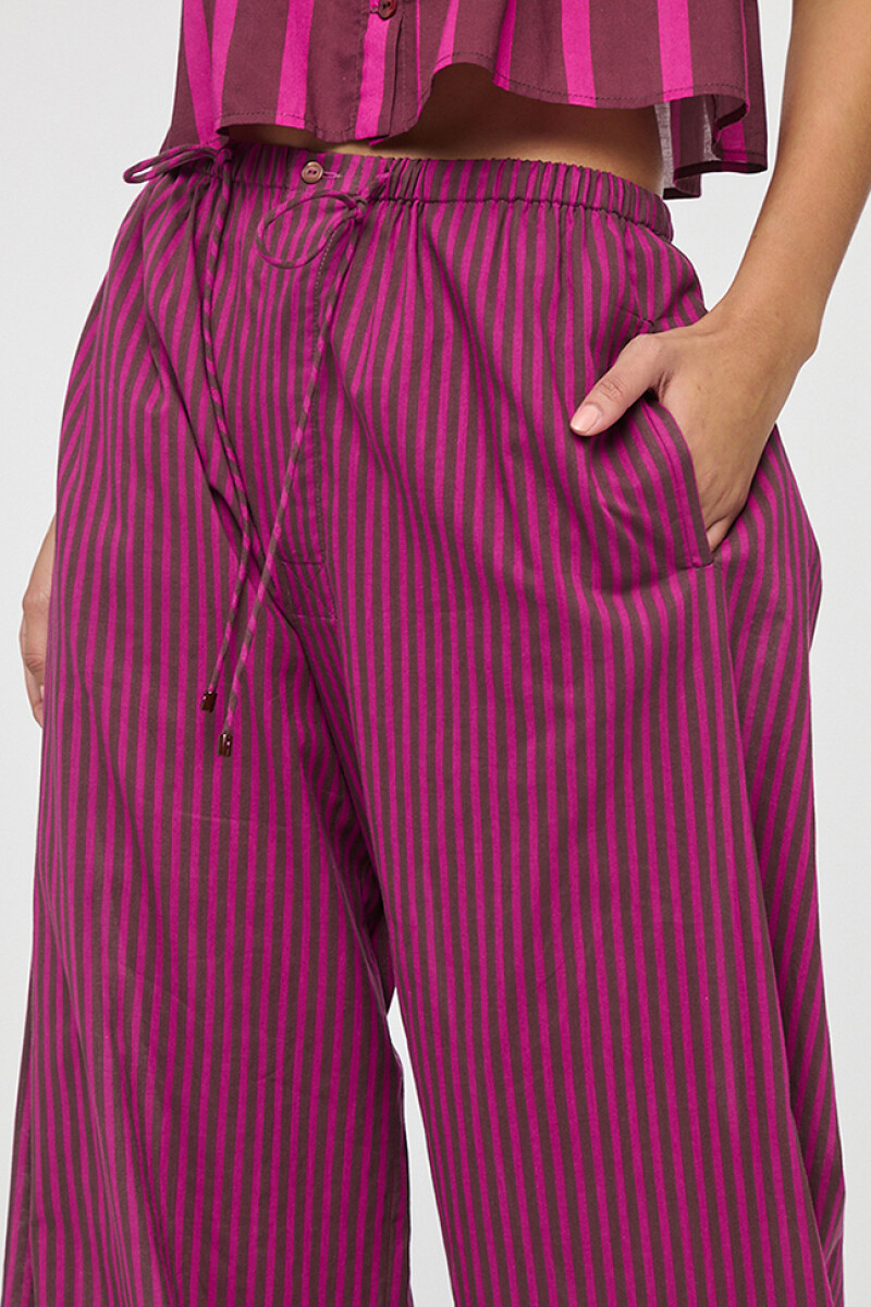PANTALÓN RAYADO BOHO Fucsia