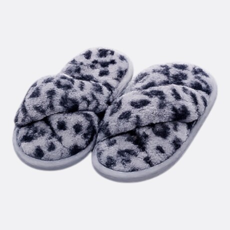 Pantuflas Cruzadas Animal Print Colores Print Gris