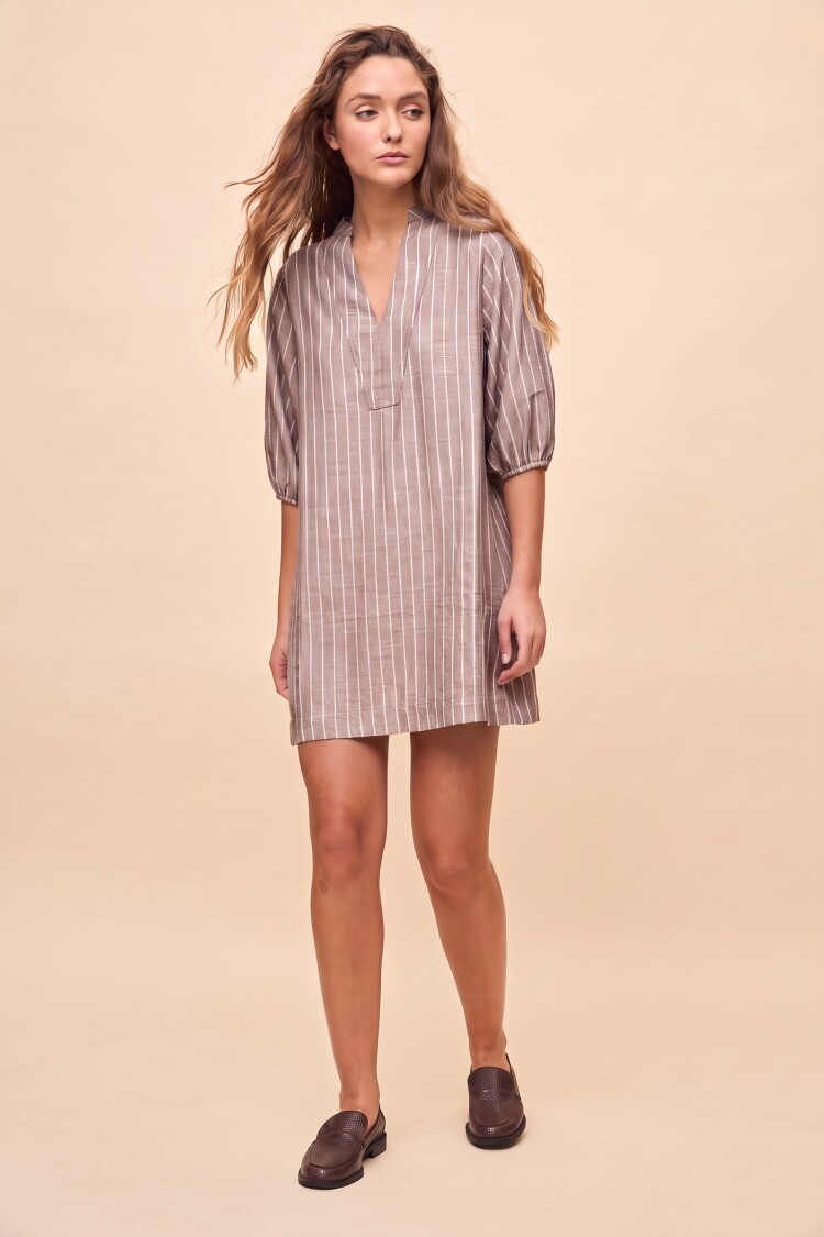 VESTIDO TALA STRIPED Beige Claro
