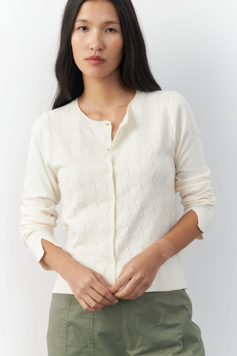 CARDIGAN FLORITA - Hueso 