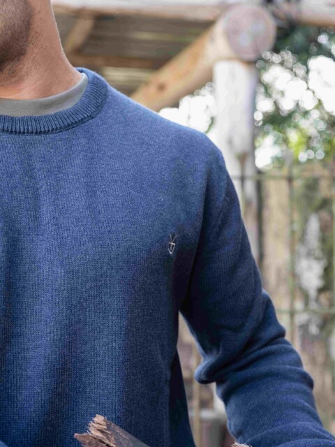 Buzo tejido cuello redondo Azul