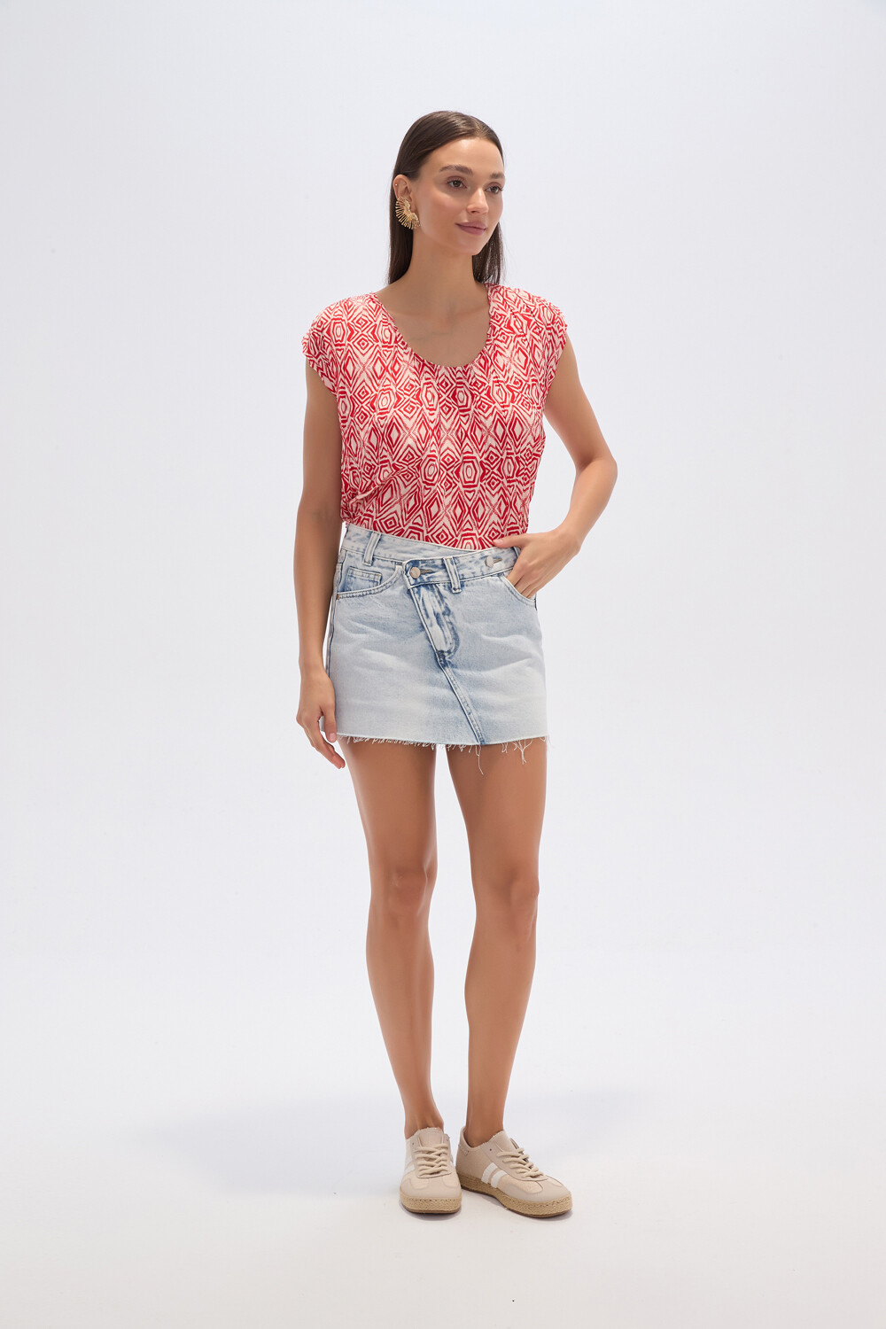 Falda Yalor Celeste Grisaceo