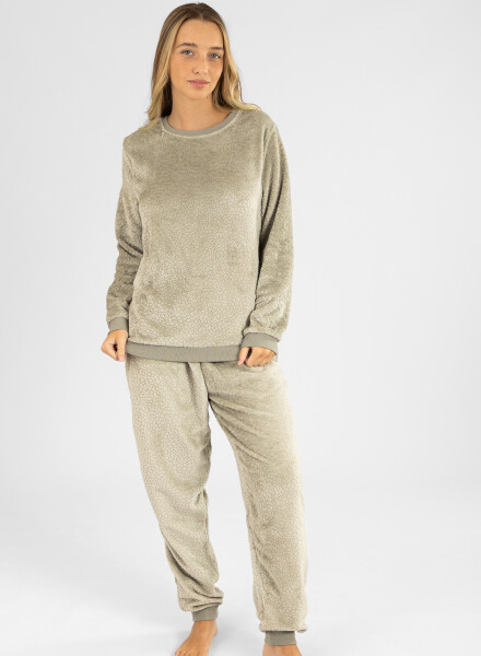 Pijama leopard fleece Gris claro