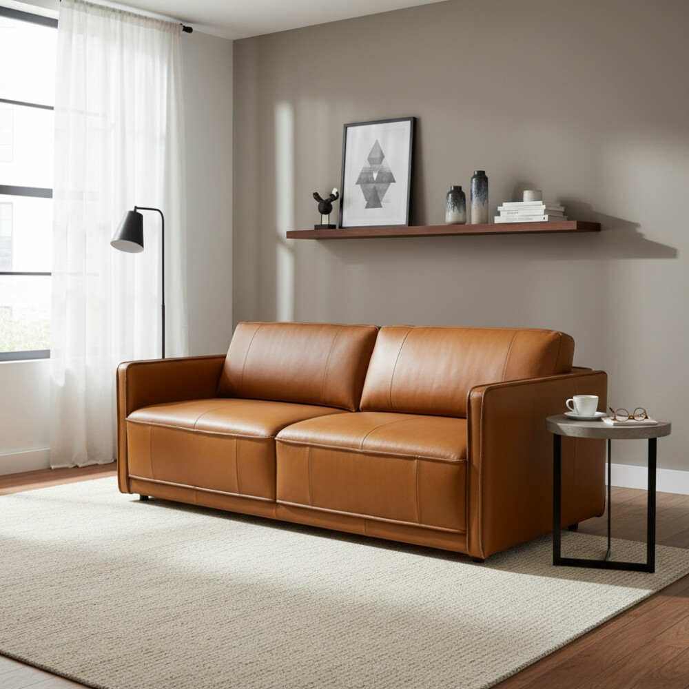 Sillón Positano - 3 Cuerpos 100% Cuero Camel