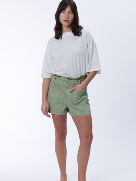 Short jean paper bag Verde