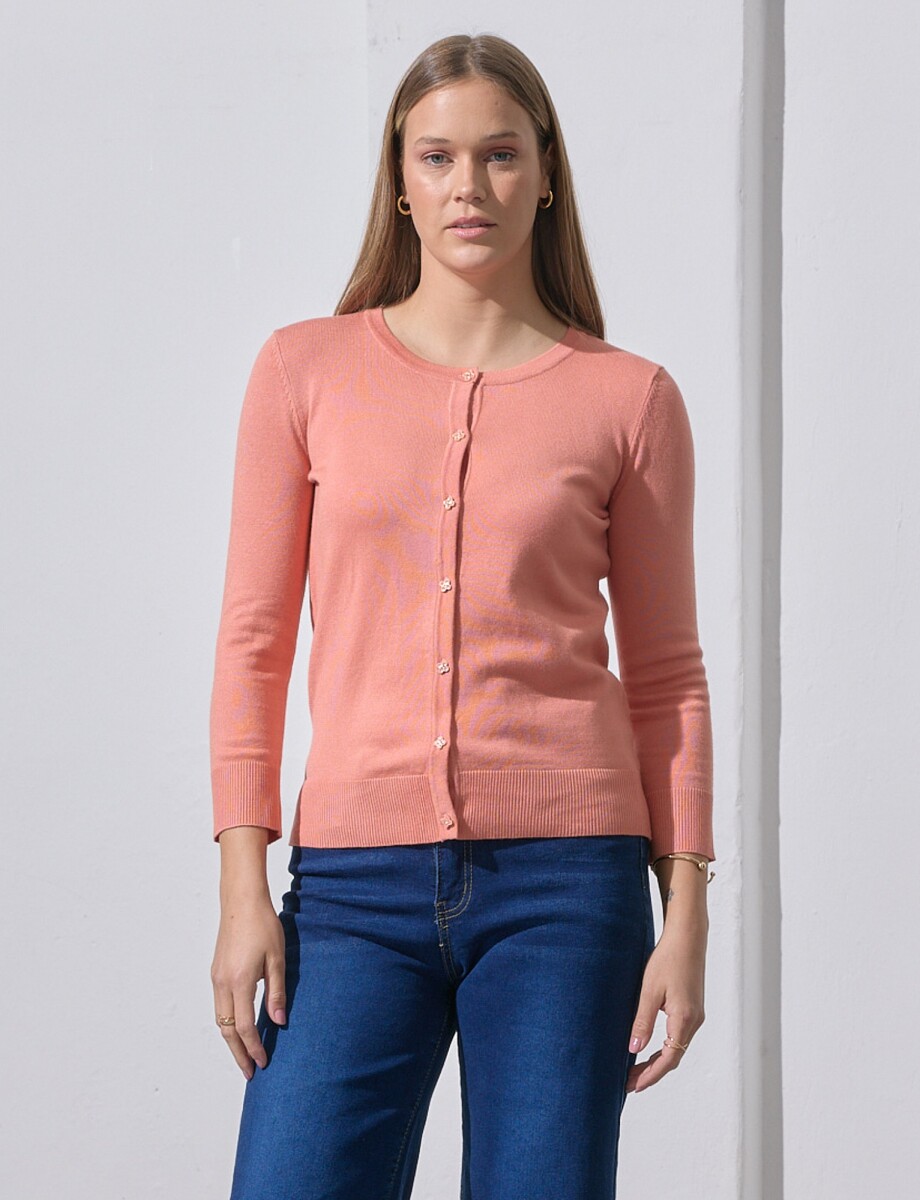 Cardigan Basico - Coral 
