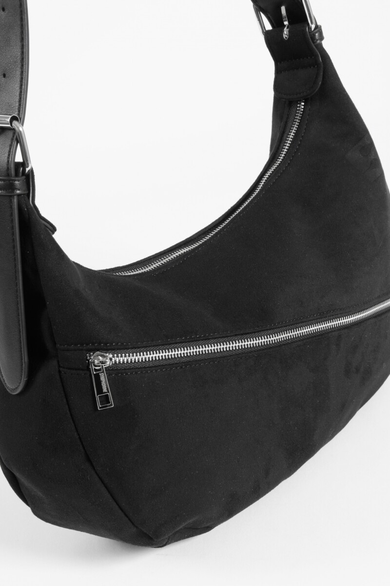 Bandolera simil suede negro