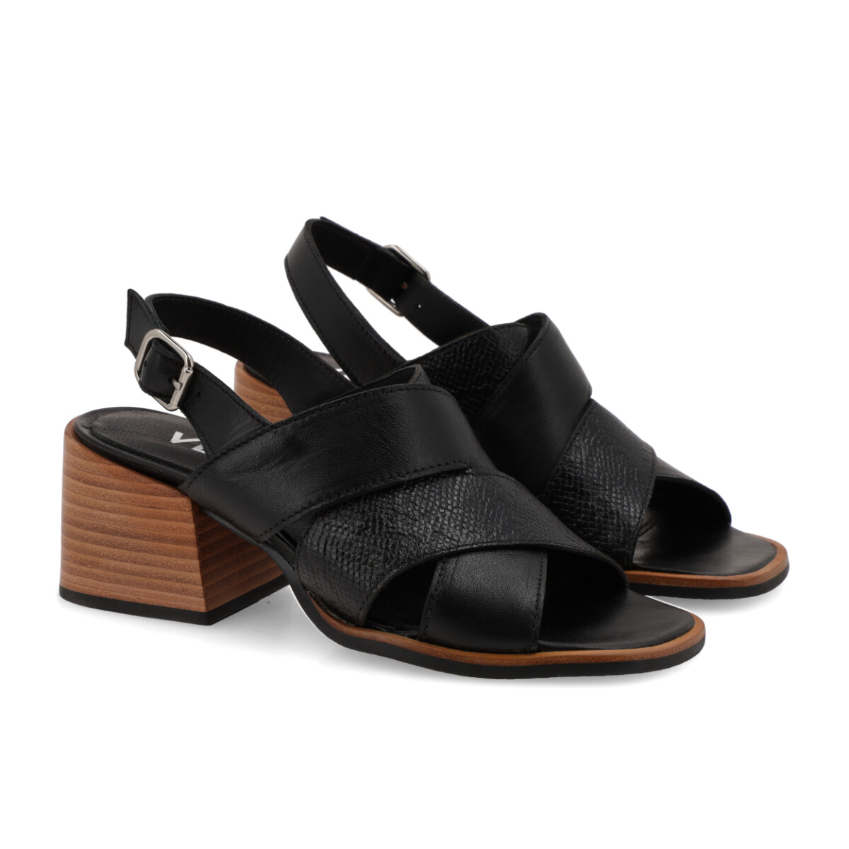 SANDALIAS CUERO VENET - PADRIO - NEGRO 