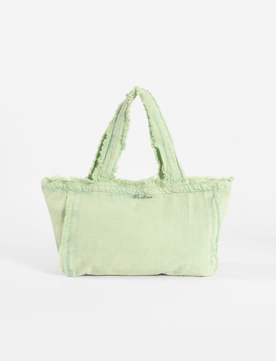 Bolso lavado con detalles desflecados - verde 