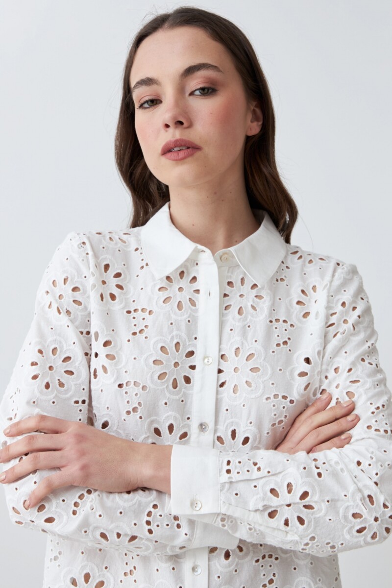 Camisa de broderie blanco