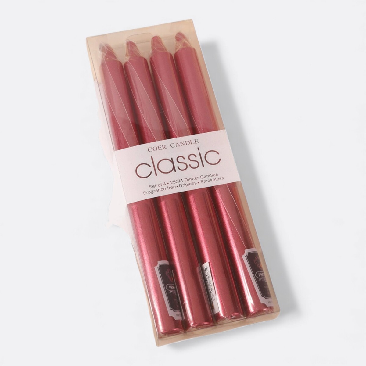 Pack de velas metalizadas lisas 4 unidades - Rojo 