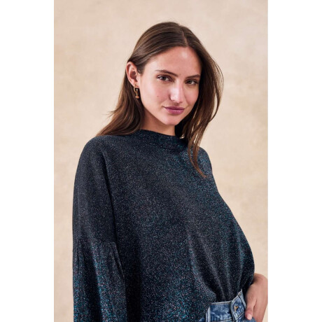 Sweater Manga Volados Lurex Negro