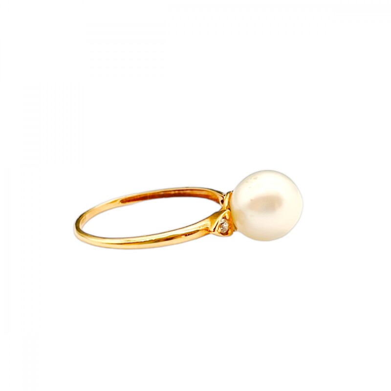 Anillo Solitario-Oro 18k-Perla y Zirconia-AN9508 conperla