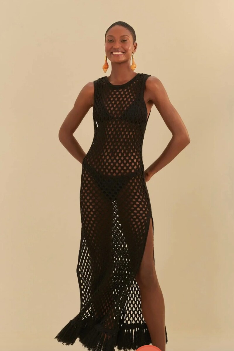 VESTIDO CROCHET Negro