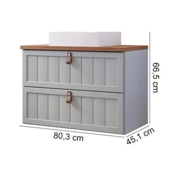 MUEBLE DE BAÑO SUSPENDIDO 80 CM CON BACHA - PISTACHO/FREIJO MUEBLE DE BAÑO SUSPENDIDO 80 CM CON BACHA - PISTACHO/FREIJO