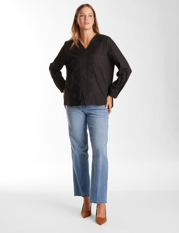 Blusa Algodon Bordado NEGRO