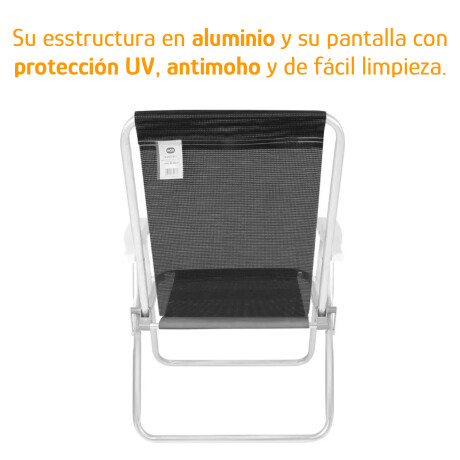 Reposera Silla Alta Plegable en Aluminio Conforto Sannet Mor Negro