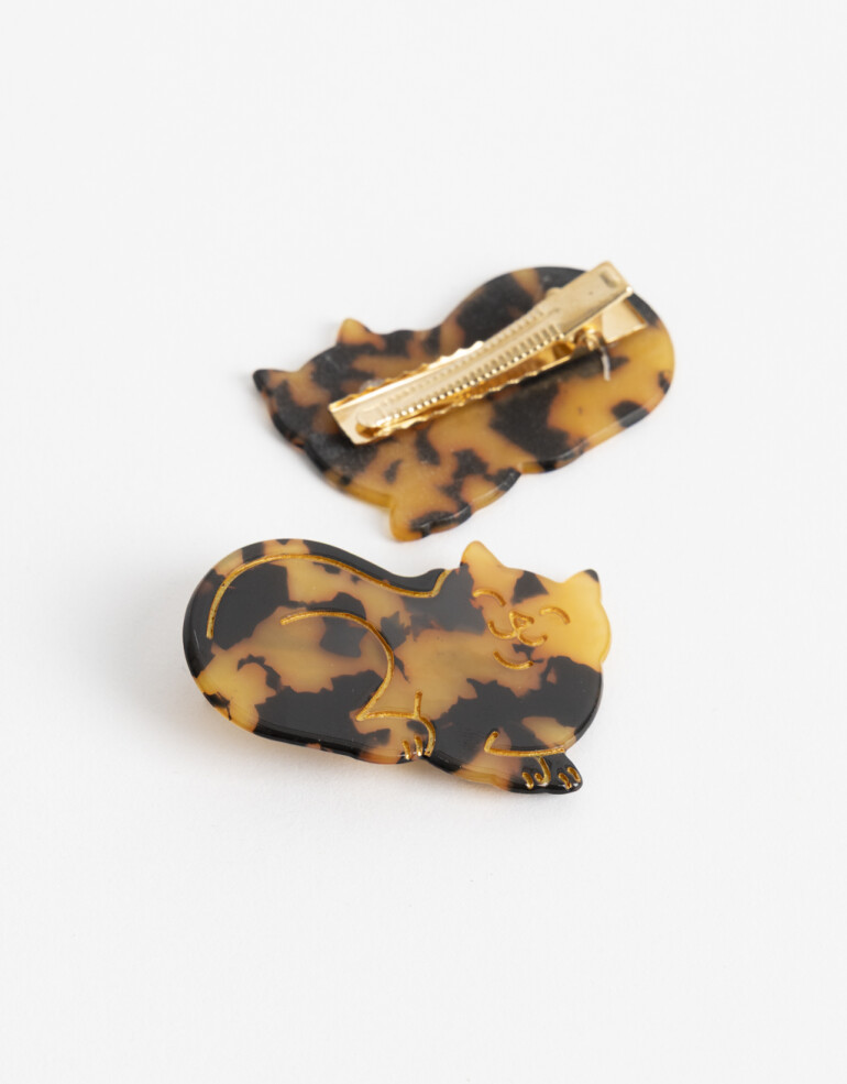 Horquillas con Accesorios Animales Set X2 Horquilas Gatitos De Acrílico. - Marron Carey