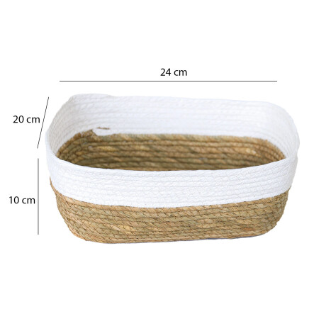 Cesto Canasto Fibra Natural Paramount Decoración 30x23x11Cm Blanco