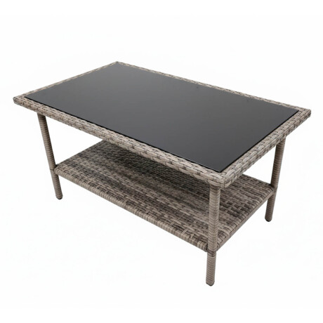 Set X4 Juego Jardín Ratán Sillones + Mesa Patio Gris