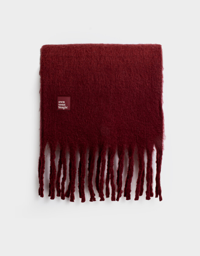 Bufandas Estampados Bufanda De Lana Con Flecos - Rojo Burdeaux