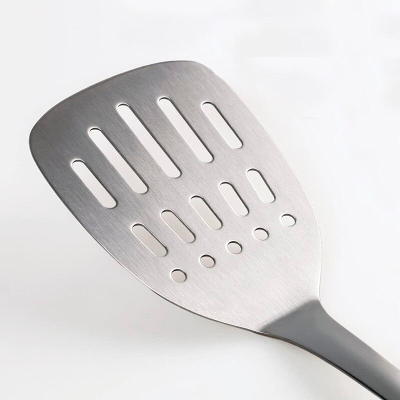 Espátula ranurada con mango Acacia 35.5x8.1 cm PLATEADO