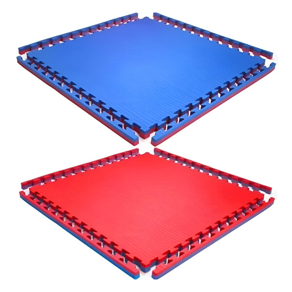 Piso Tatami X10 Goma Eva Encastrable 1x1m 2cm Gimnasio Niños Color Azul Rojo