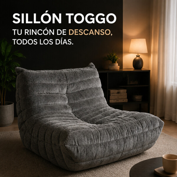 Sillón ComboHome Toggo 1 Cuerpo Lazy Sofa Puff Corderoy Gris 1