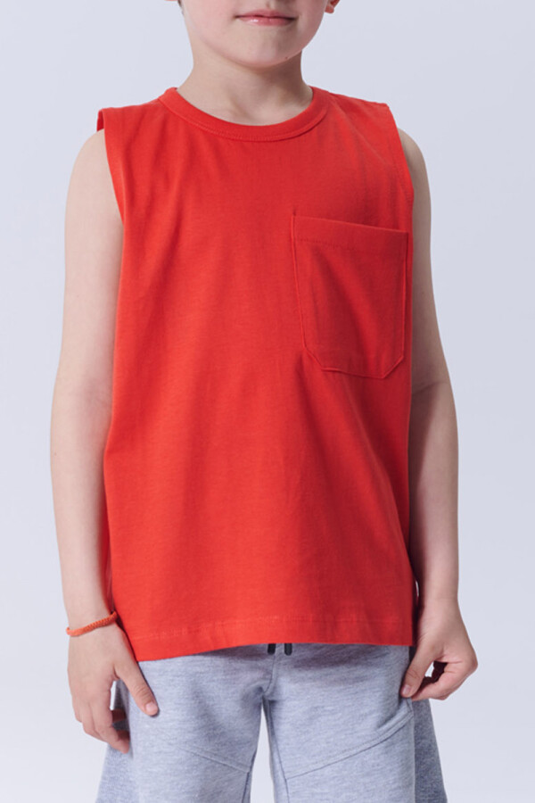 Musculosa con bolsillos Rojo