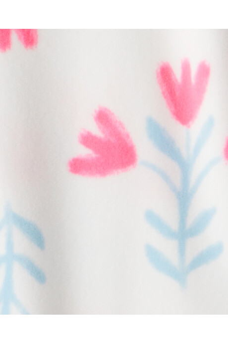 Pijama una pieza de DreamPlush, con pie, blanco, diseño floral. Talles 2-5T Sin color