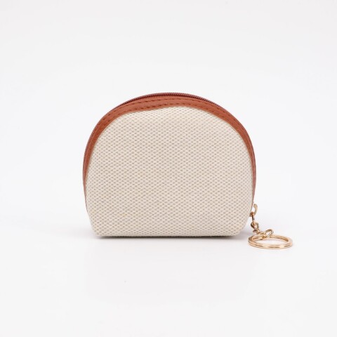 MONEDERO DE LONA EN FORMA DE SEMICÍRCULO CON BLOQUES DE COLOR (CAQUI) MONEDERO DE LONA EN FORMA DE SEMICÍRCULO CON BLOQUES DE COLOR (CAQUI)